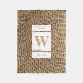 Rustic Burlap Monogram Initial Fleecefilt