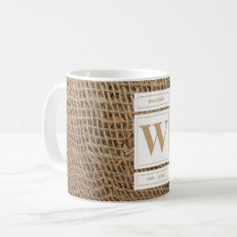 Rustic Burlap Monogram Initial Kaffemugg