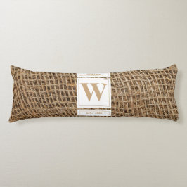 Rustic Burlap Monogram Initial Kroppskudde