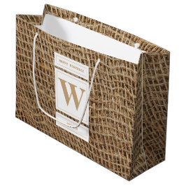Rustic Burlap Monogram Inledande födelsedag