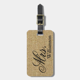Rustic Burlap Mrs Travel Luggage Tag Newly Weds Bagagebricka