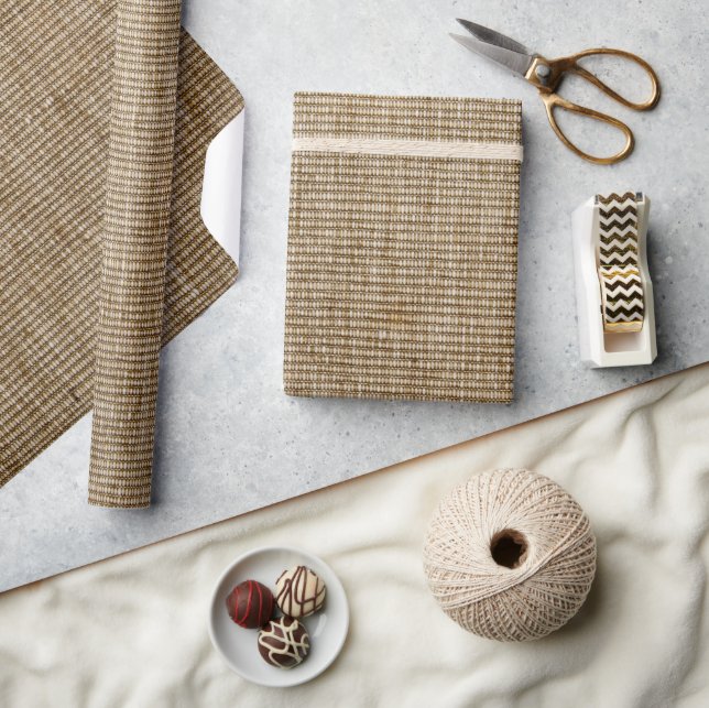 Rustic Burlap Natature Mönster Wrapping Papper - F Presentpapper (Hantverk)
