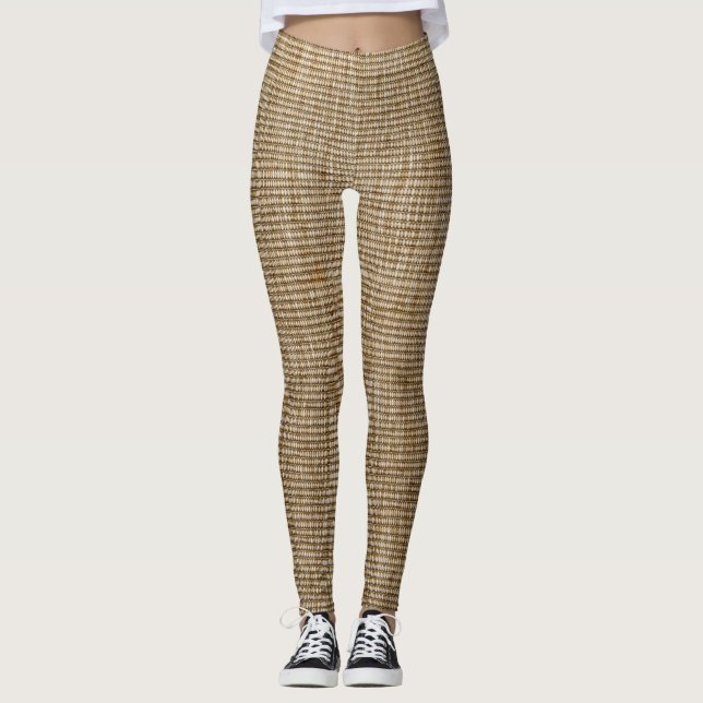Rustic Burlap Nature Mönster Leggings - Earthy (Framsida)