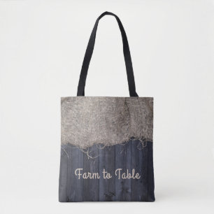 Rustic Burlap och Barn Wood med text Tygkasse