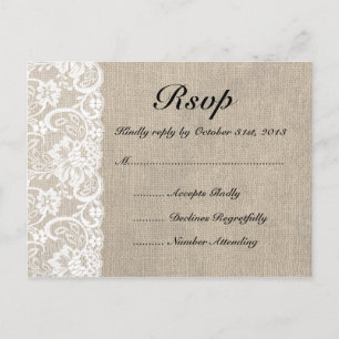 Rustic Burlap och Snöre OSA Postcard Inbjudan Vykort