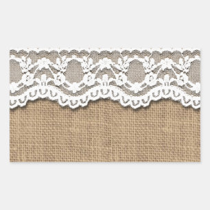 Rustic Burlap och Snöre Rektangulärt Klistermärke