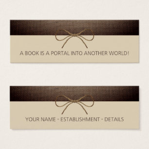 Rustic Burlap och Twine Bow Bookmark Litet Visitkort