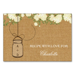 Rustic Burlap Ro möhippa-receptkort Bordsnummer