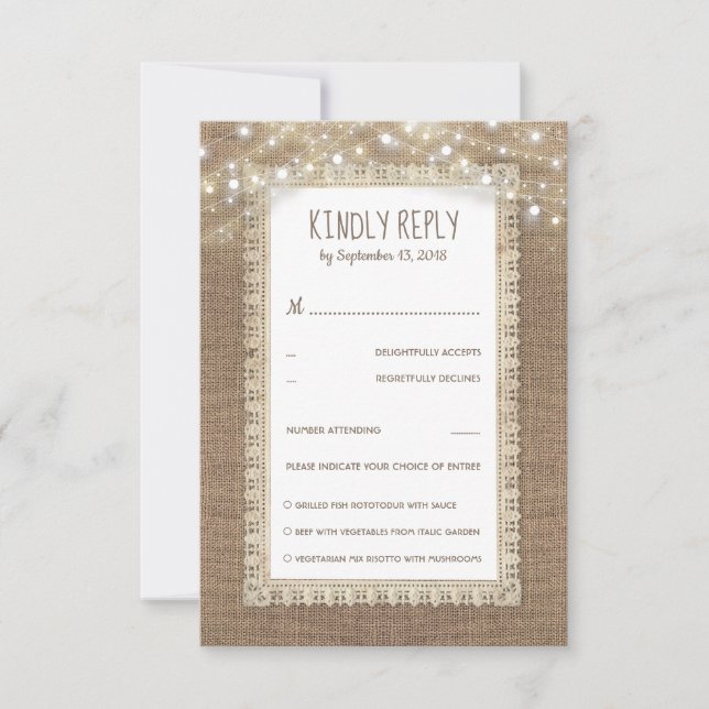 Rustic Burlap Snöre Bröllop OSA (Framsida)