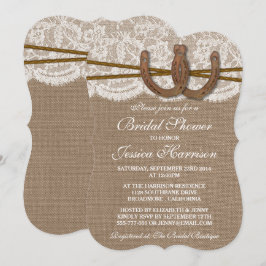 Rustic Burlap & Snöre Horseshoe Möhippa Inbjudningar