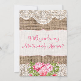 Rustic Burlap Snöre Kommer du att bli min hedersso Inbjudningar