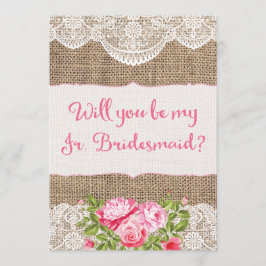 Rustic Burlap Snöre Kommer du att bli min Jr Bride Inbjudningar