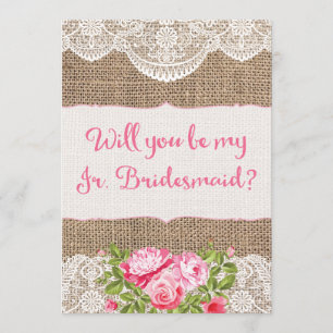 Rustic Burlap Snöre Kommer du att bli min Jr Bride Inbjudningar