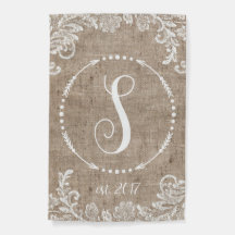 Rustic Burlap & Snöre Monogram