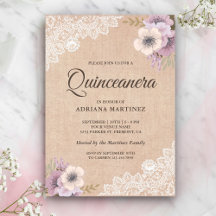 Rustic Burlap Snöre Rosa Blommigt Quinceanera