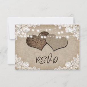 Rustic Burlap Snöre String Ljus Bröllop OSA Kort