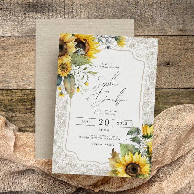Rustic Burlap Snöre Sunblommor Fall Wedding Inbjudningar (Skapare uppladdad)
