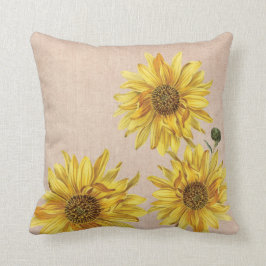 Rustic Burlap & Sunblommor Dekorativ kudde