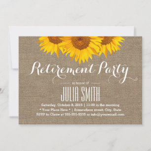 Rustic Burlap Sunblommor Pension Party Inbjudningar