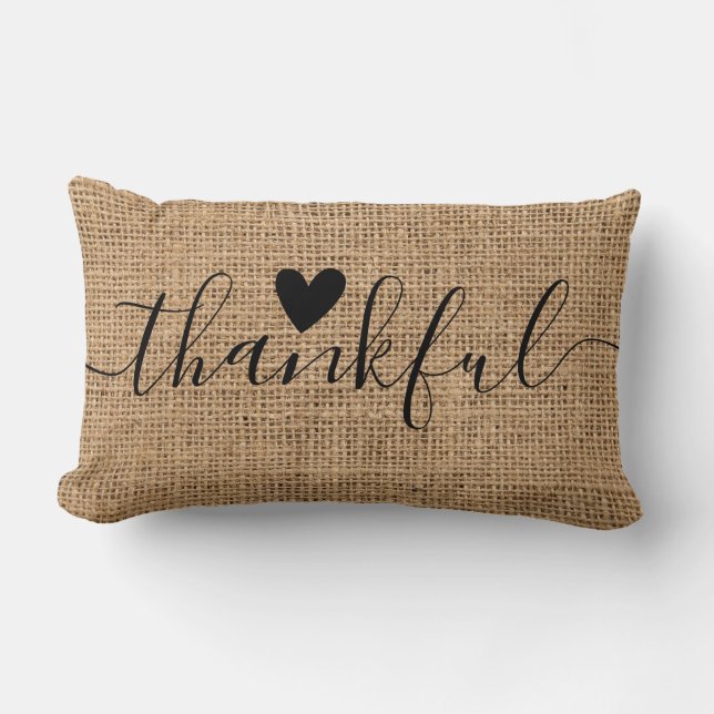 Rustic Burlap Thanksgiving Farmhouse - tack Lumbarkudde (Framsida)
