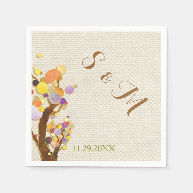 Rustic Burlap Träd Theme Bröllop Pappersservett (Framsidan)
