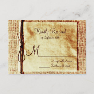 Rustic Burlap Twine Distress-Bröllop OSA Kort