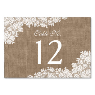 Rustic Burlap & Vintage White Snöre Collection Bordsnummer