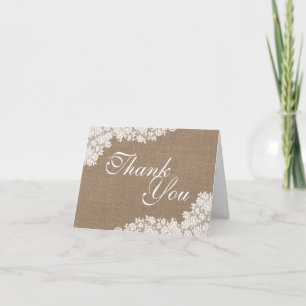 Rustic Burlap & Vintage White Snöre Collection Tack Kort