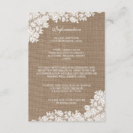 Rustic Burlap & Vintage White Snöre Collection Tilläggskort