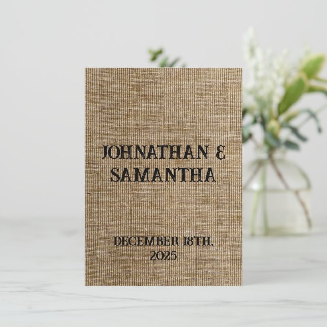 Rustic Burlap Wedding Thank You Card – Personalize Tack Kort (Stående Fram)