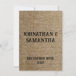Rustic Burlap Wedding Thank You Card – Personalize Tack Kort