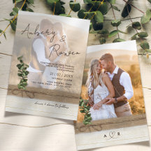 Rustic Burlap Wood Eucalyptus Boho Photo Bröllop