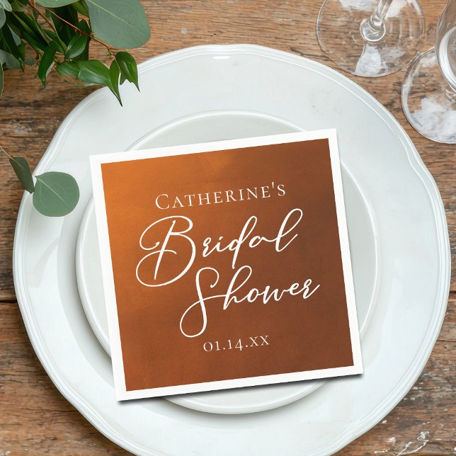 Rustic Burnt Orange Bridal Shower Personalized Pappersservett (Skapare uppladdad)
