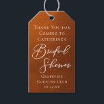 Rustic Burnt Orange Bridal Shower Personalized Presentetikett<br><div class="desc">This rustic burnt orange bridal shower gift tag features beautiful white typography for an autumn party featuring boho colors for a fall wedding. Minimalist white typography for a bohemian bride.</div>