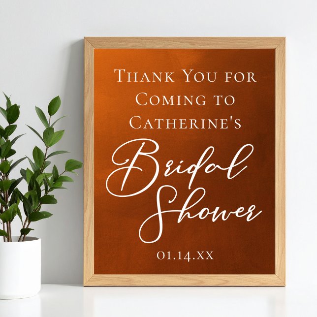 Rustic Burnt Orange Bridal Shower Welcome Poster (Skapare uppladdad)