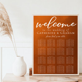 Rustic Burnt Orange Bröllop 16 Bord sätesdiagram Poster