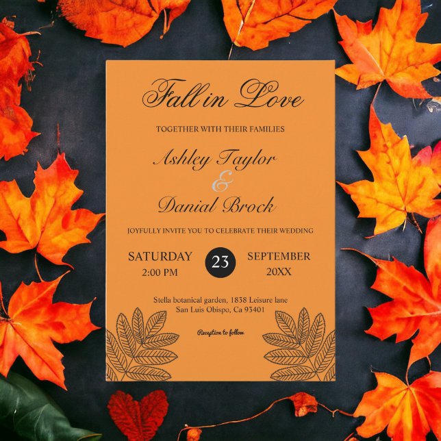 Rustic Burnt Orange Foliage Fall Wedding Inbjudningar (Skapare uppladdad)