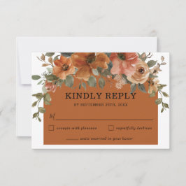 Rustic Burnt Orange Rust Brown Blommigt Arch Bröll OSA Kort