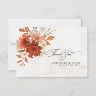 Rustic Burnt Orange Terracotta Elegant bröllop Tack Kort