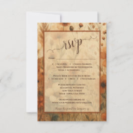 Rustic Burnt Sienna Boho Chic Wildflowers Wedding OSA Kort