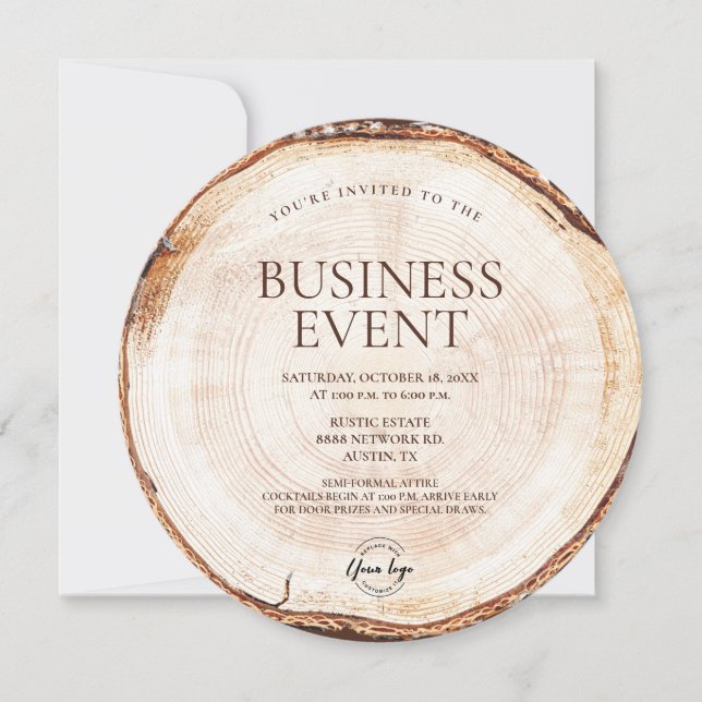 Rustic Business event Wood Grain Anpassningsbar Inbjudningar (Framsida)