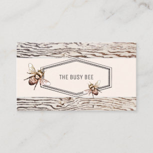 Rustic Busy Bee Weasted Wood Retail Visitkort