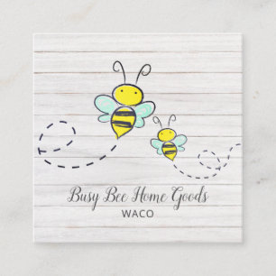 Rustic Busy Humla Wood Grain Fyrkantigt Visitkort