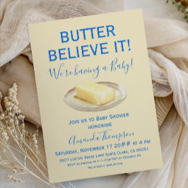 Rustic Butter Yellow Blue Boy Baby Shower Inbjudningar