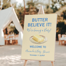 Rustic Butter Yellow Blue Boy Baby Shower Welcome