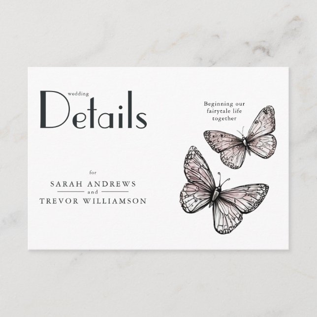 Rustic Butterflies Sketch Blush  Tilläggskort (Framsida)