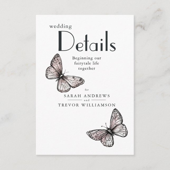 Rustic Butterflies Sketch Blush  Tilläggskort (Framsida)