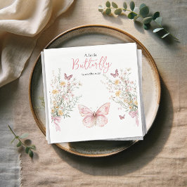 Rustic Butterfly Wildblomma och Bow Baby Shower Pappersservett