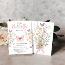 Rustic Butterfly Wildblomme Blommigt Baby Shower
