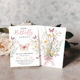 Rustic Butterfly Wildblomme Blommigt Baby Shower Inbjudningar